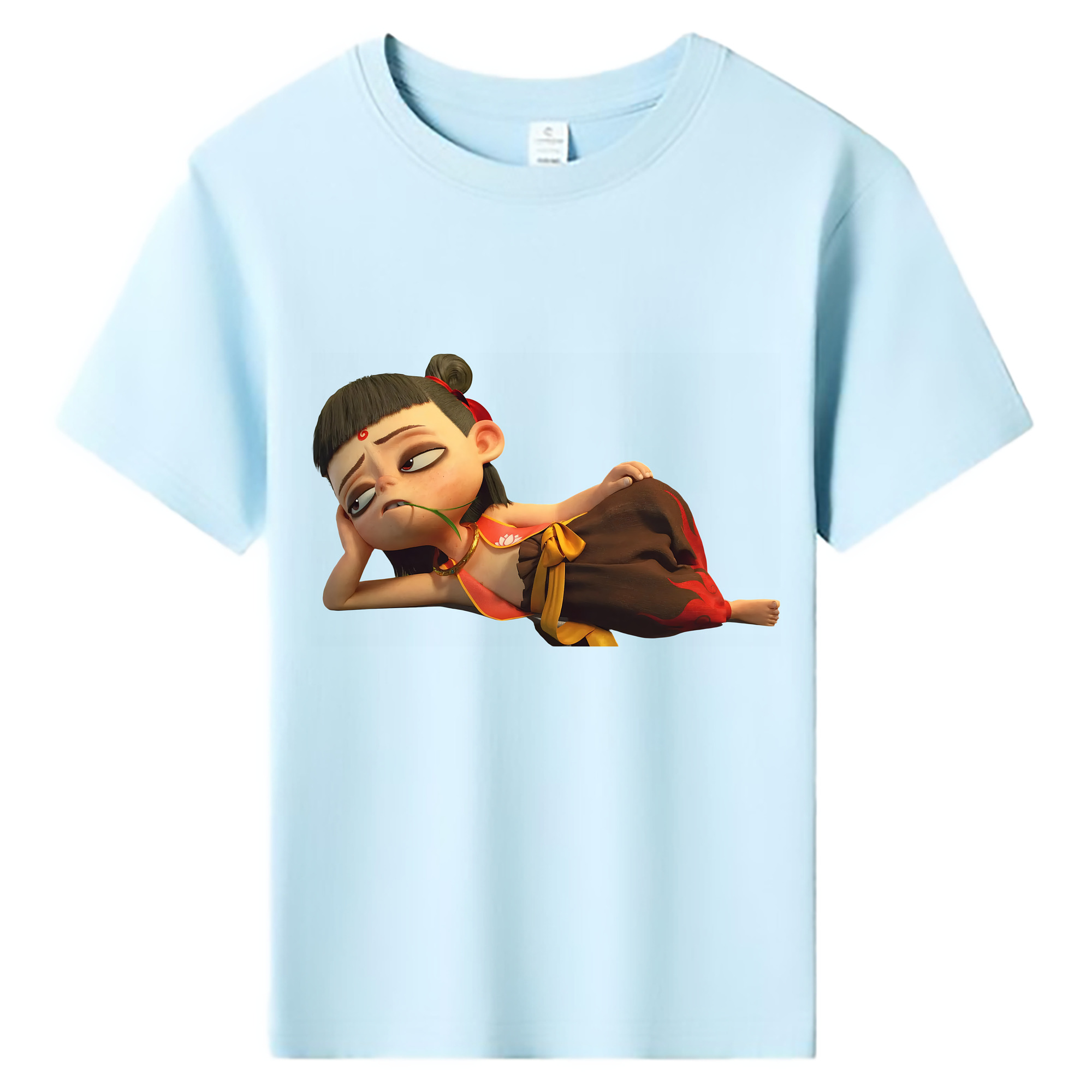 （画像用） Ne Zha 2 ナタ 魔童の大暴れ 綿100％キッズTシャツ（フロントプリント）